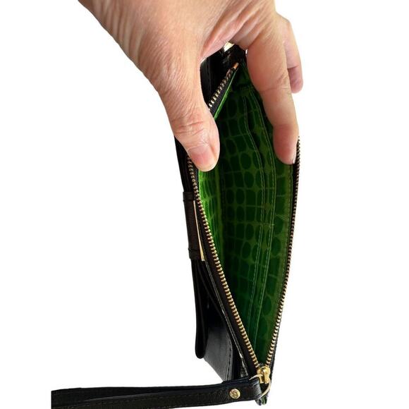 EUC Kate Spade Bow Becca Thin Wristlet Black Leather Pencil Case - Picture 4 of 6